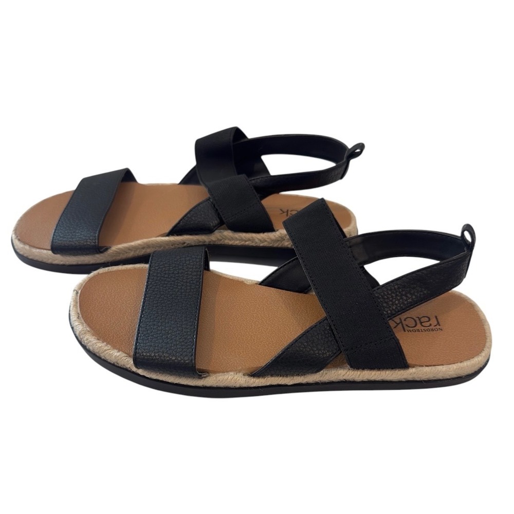 Nordstrom Rack Paulette-Fab Black Espadrille Elastic Strap Sandals Womens 7.5 M